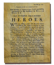 Loyalist Soldier Recruiting Poster, 1777