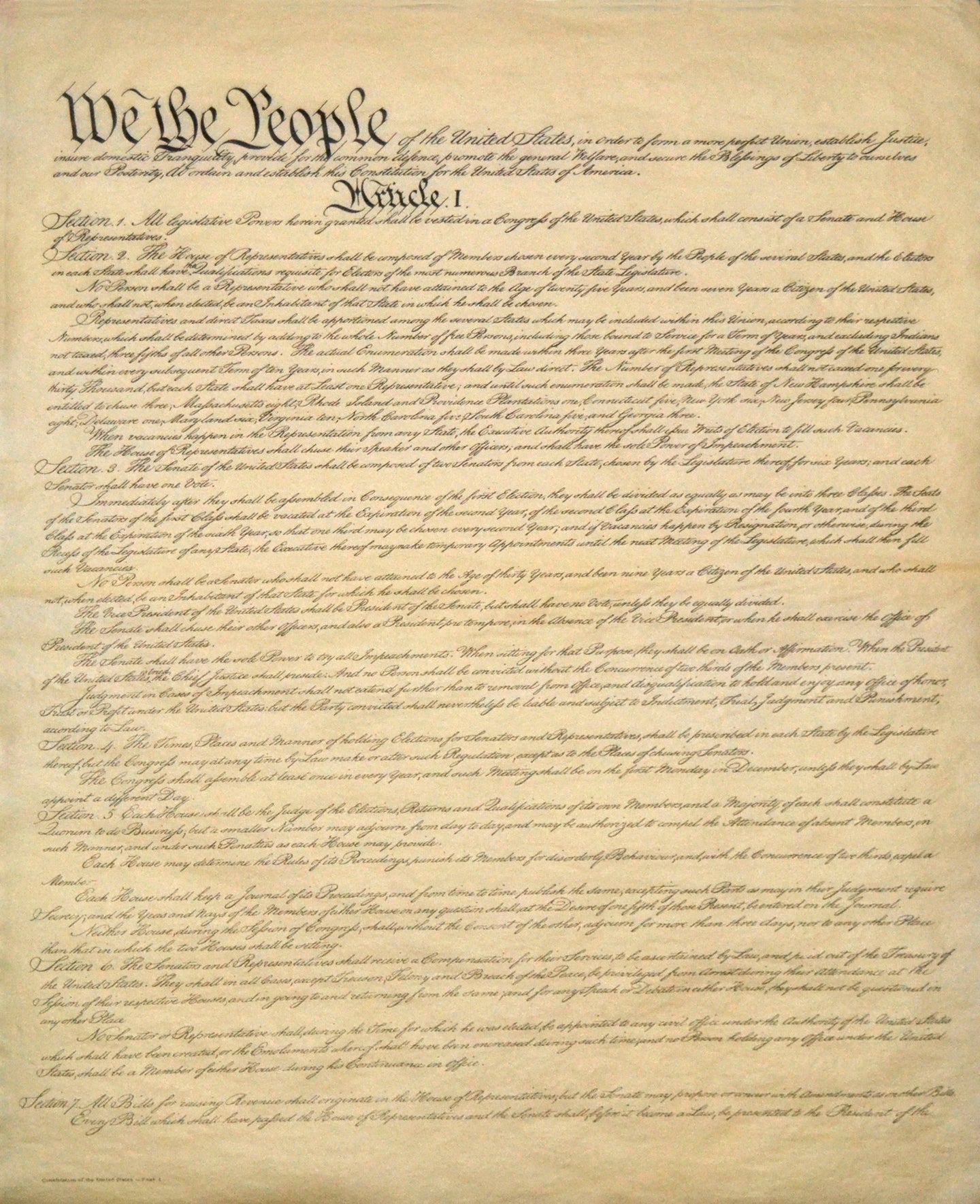 The Original 4 Page U. S. Constitution 23 x 29 –