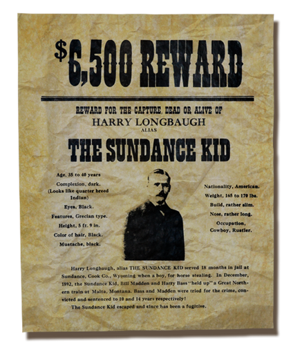 The Sundance Kid Wanted Poster