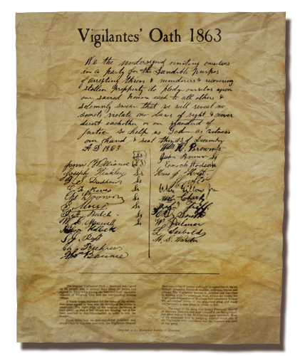 The Vigilantes Oath of 1863 - Virginia City