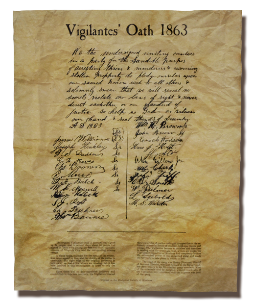 The Vigilantes Oath of 1863 - Virginia City