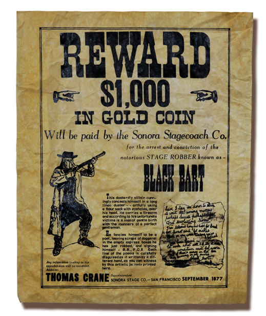 Black Bart Wanted Poster