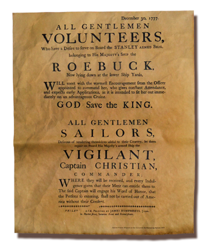 British Sailor Recruiting Poster - 1777