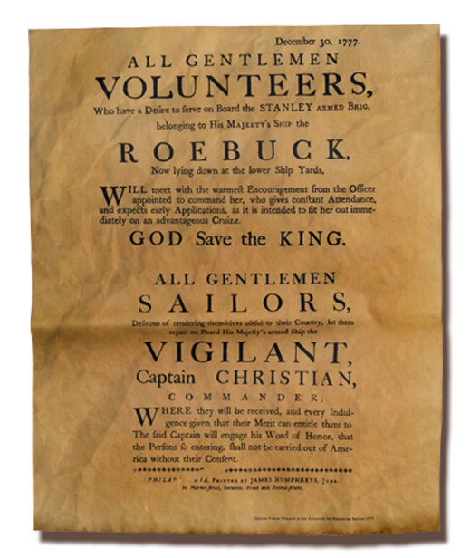 British Sailor Recruiting Poster - 1777
