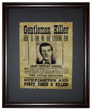John Wesley Hardin Wanted Poster, Framed
