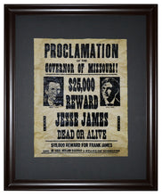 Jesse and Frank James Wanted Poster, Framed