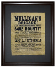 Mulligan's Brigade! Recruitment Poster, 1863, Framed