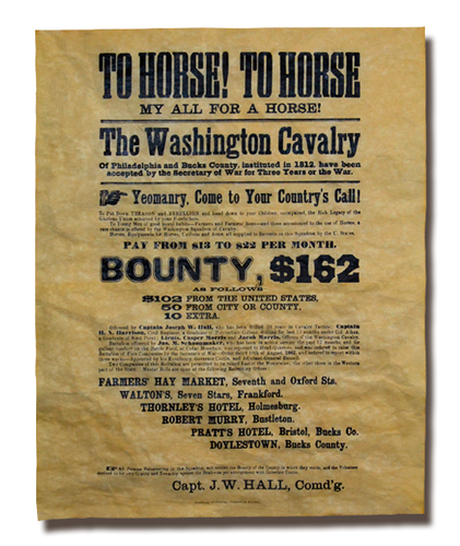 The Washington Cavalry Recruitment Poster - 1862