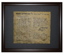Travis Letter - 1836, Framed