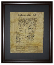 The Vigilantes Oath of 1863 - Virginia City, Framed