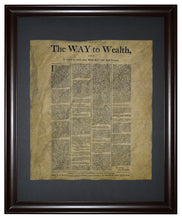 Benjamin Franklin, The Way to Wealth, Framed
